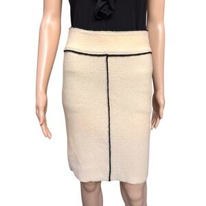 VTG Emporio Armani Italian Wool Pencil Skirt Italy Sz38 Cream Back Button Detail